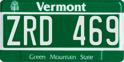 VT license plate ZRD469