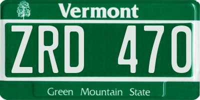 VT license plate ZRD470