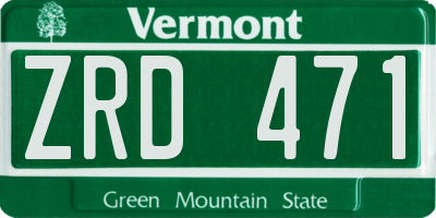VT license plate ZRD471