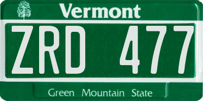 VT license plate ZRD477