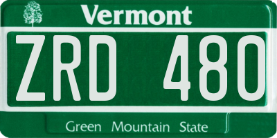 VT license plate ZRD480