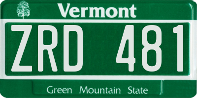 VT license plate ZRD481