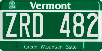 VT license plate ZRD482