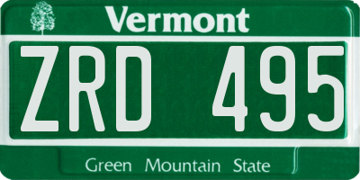 VT license plate ZRD495