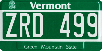 VT license plate ZRD499
