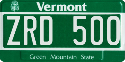 VT license plate ZRD500