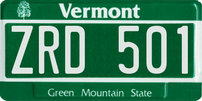 VT license plate ZRD501