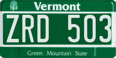 VT license plate ZRD503