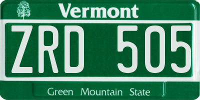 VT license plate ZRD505