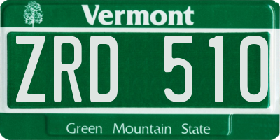 VT license plate ZRD510