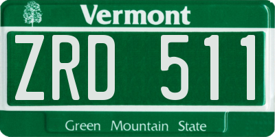 VT license plate ZRD511