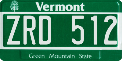 VT license plate ZRD512