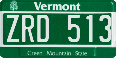 VT license plate ZRD513