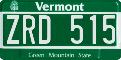 VT license plate ZRD515