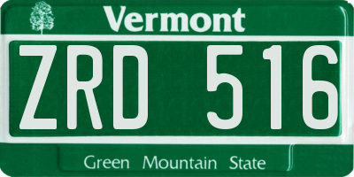 VT license plate ZRD516