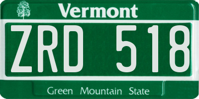 VT license plate ZRD518