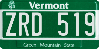 VT license plate ZRD519
