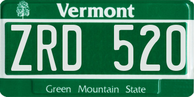 VT license plate ZRD520