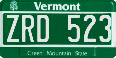 VT license plate ZRD523