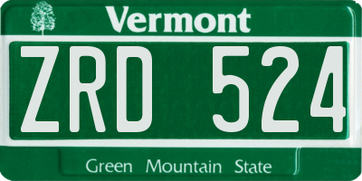 VT license plate ZRD524