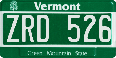 VT license plate ZRD526