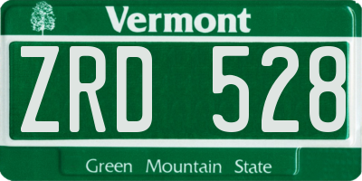 VT license plate ZRD528