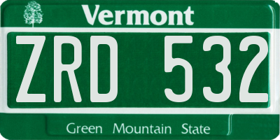 VT license plate ZRD532