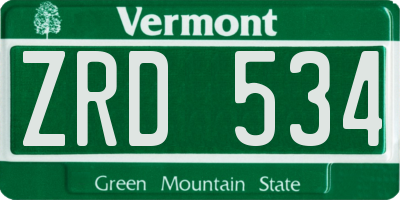 VT license plate ZRD534