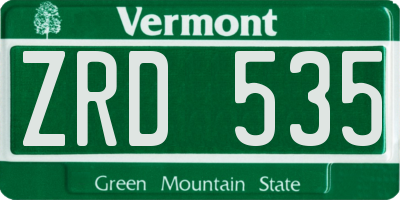 VT license plate ZRD535