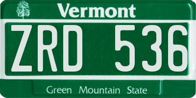 VT license plate ZRD536