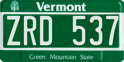 VT license plate ZRD537