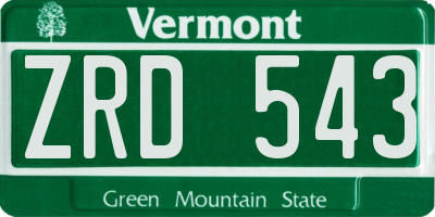 VT license plate ZRD543