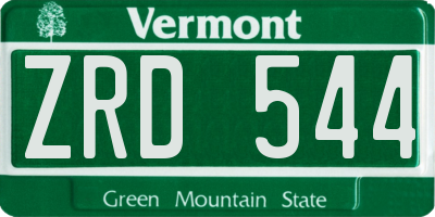 VT license plate ZRD544