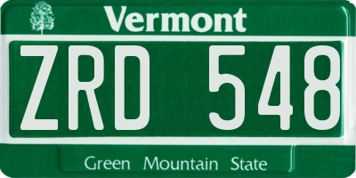 VT license plate ZRD548