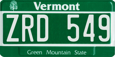VT license plate ZRD549