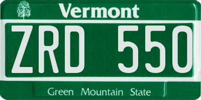 VT license plate ZRD550