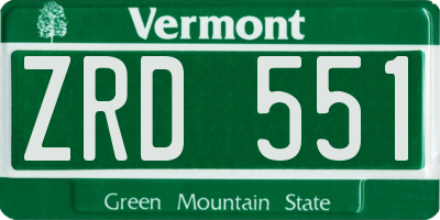 VT license plate ZRD551