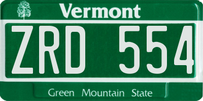 VT license plate ZRD554