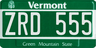 VT license plate ZRD555