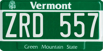VT license plate ZRD557