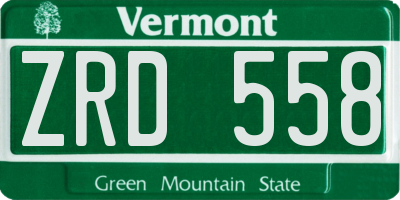 VT license plate ZRD558
