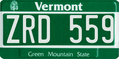 VT license plate ZRD559