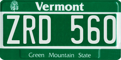 VT license plate ZRD560