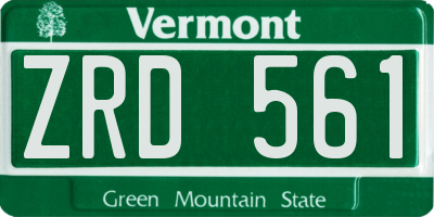 VT license plate ZRD561