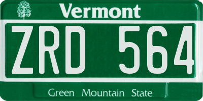VT license plate ZRD564