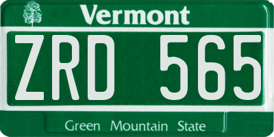 VT license plate ZRD565