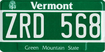 VT license plate ZRD568