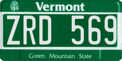 VT license plate ZRD569