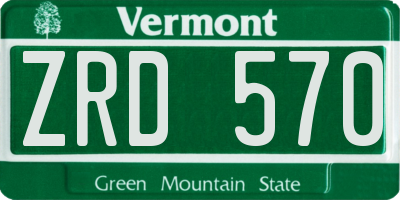 VT license plate ZRD570