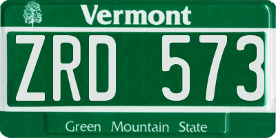 VT license plate ZRD573